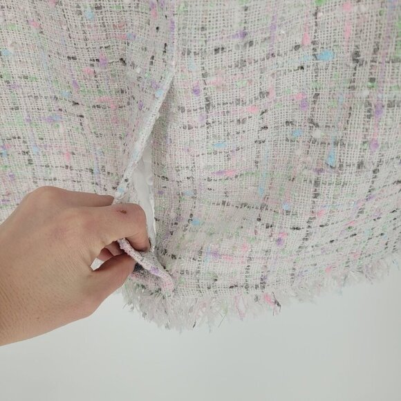 Elle womens 14 white pastel pink blue speckled knit tweed pencil mini skirt - Picture 7 of 9